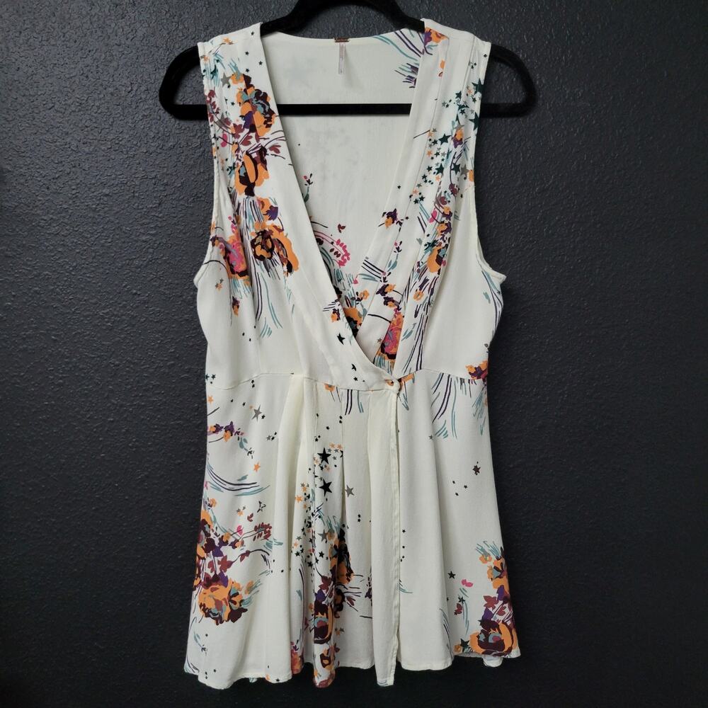Free People Back To The Basics Ivory Tunic Floral Lightweight Boho Festival